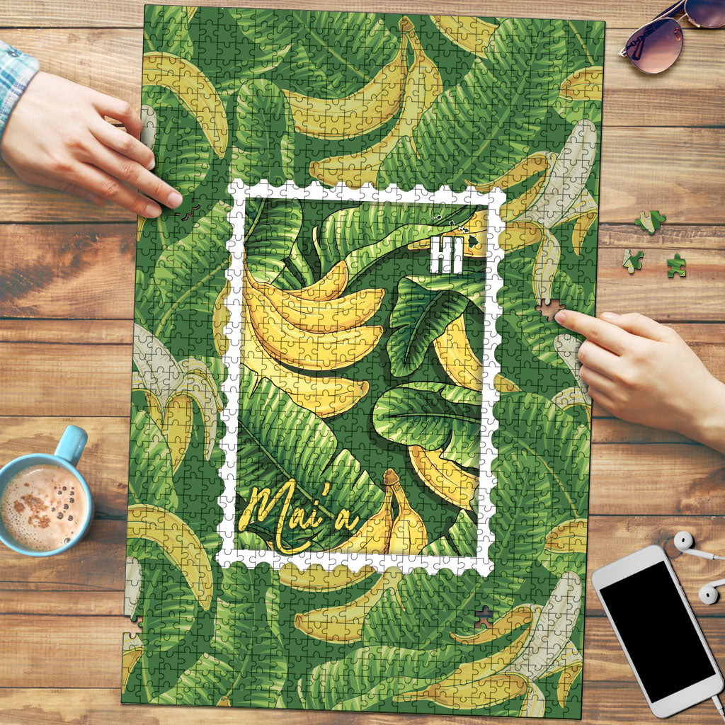 Aloha Hawaii Maia Puzzle Hawaiian Banana Stylized Stamp LT14 Green - Polynesian Pride