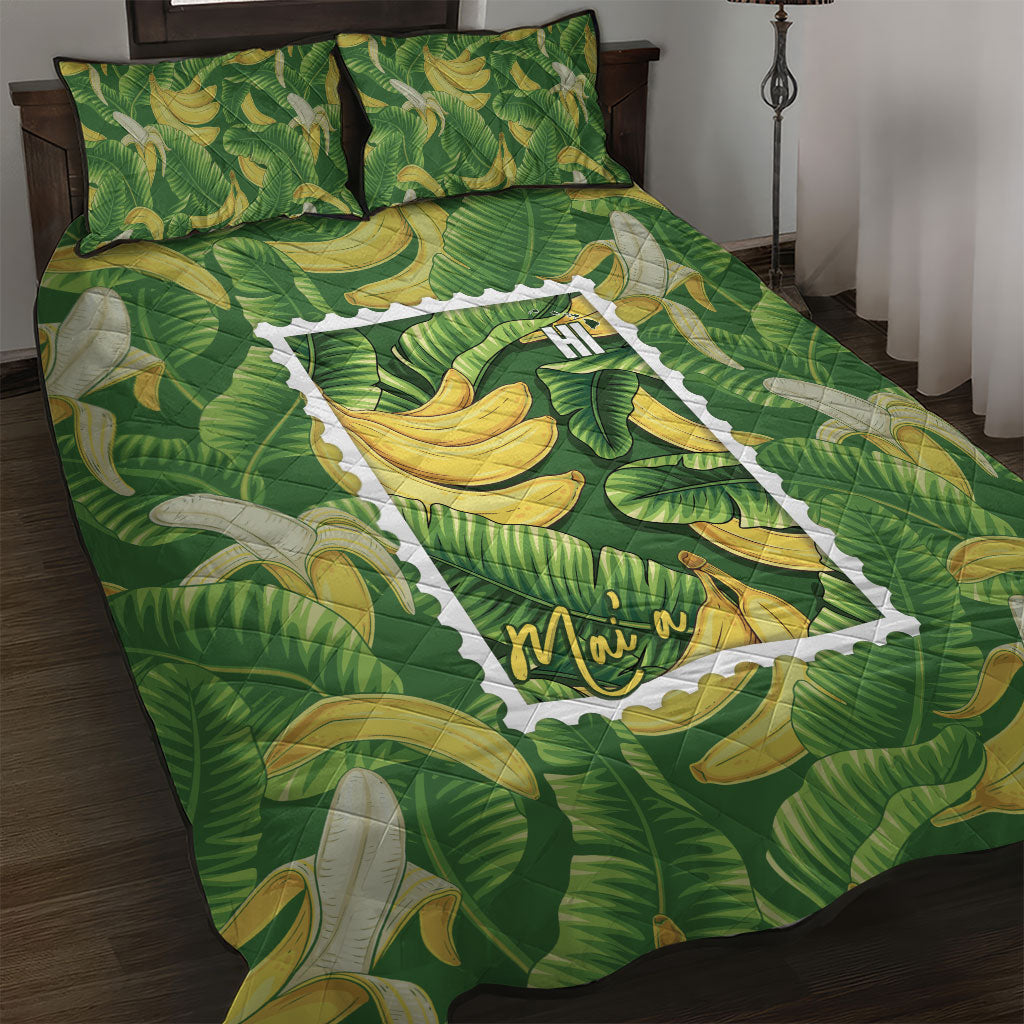 Aloha Hawaii Maia Quilt Bed Set Hawaiian Banana Stylized Stamp LT14 Green - Polynesian Pride