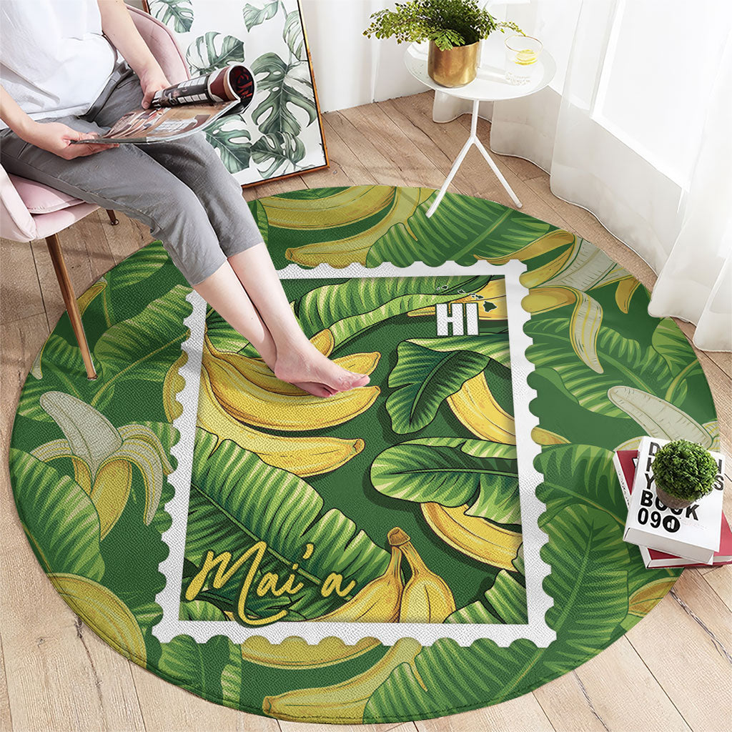 Aloha Hawaii Maia Round Carpet Hawaiian Banana Stylized Stamp LT14 - Polynesian Pride