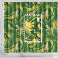Aloha Hawaii Maia Shower Curtain Hawaiian Banana Stylized Stamp LT14 - Polynesian Pride