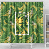 Aloha Hawaii Maia Shower Curtain Hawaiian Banana Stylized Stamp LT14 - Polynesian Pride