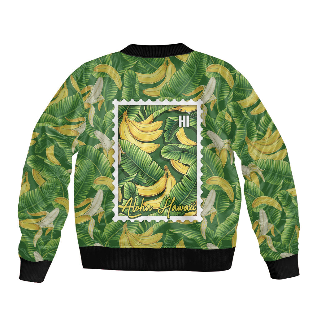 Aloha Hawaii Maia Sleeve Zip Bomber Jacket Hawaiian Banana Stylized Stamp LT14 - Polynesian Pride