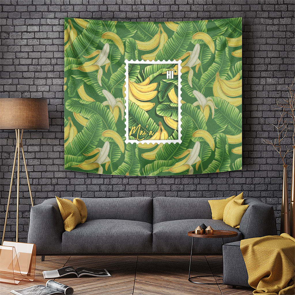 Aloha Hawaii Maia Tapestry Hawaiian Banana Stylized Stamp LT14 Green - Polynesian Pride