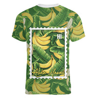 Aloha Hawaii Maia Women V-Neck T-Shirt Hawaiian Banana Stylized Stamp LT14 - Polynesian Pride