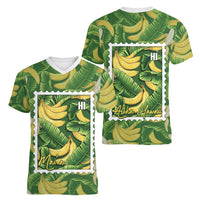 Aloha Hawaii Maia Women V-Neck T-Shirt Hawaiian Banana Stylized Stamp LT14 - Polynesian Pride