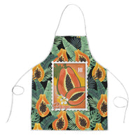 Aloha Hawaii Mikana Apron Hawaiian Papaya Stylized Stamp LT14 Green - Polynesian Pride