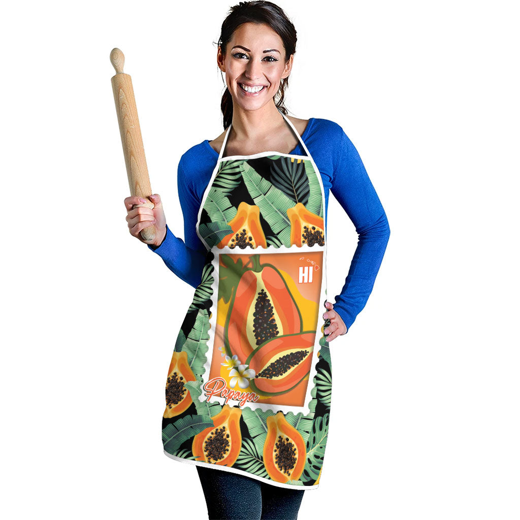 Aloha Hawaii Mikana Apron Hawaiian Papaya Stylized Stamp LT14 - Polynesian Pride