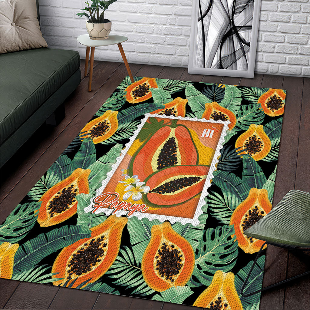 Aloha Hawaii Mikana Area Rug Hawaiian Papaya Stylized Stamp LT14 Green - Polynesian Pride