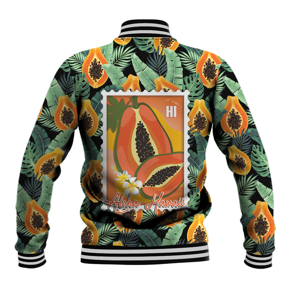 Aloha Hawaii Mikana Baseball Jacket Hawaiian Papaya Stylized Stamp LT14 - Polynesian Pride