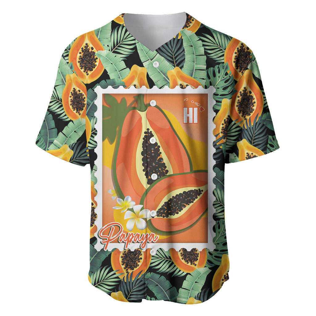 Aloha Hawaii Mikana Baseball Jersey Hawaiian Papaya Stylized Stamp LT14 Green - Polynesian Pride