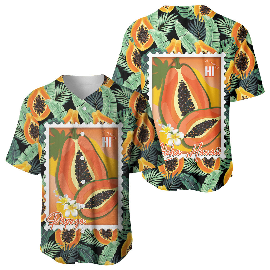 Aloha Hawaii Mikana Baseball Jersey Hawaiian Papaya Stylized Stamp LT14 - Polynesian Pride