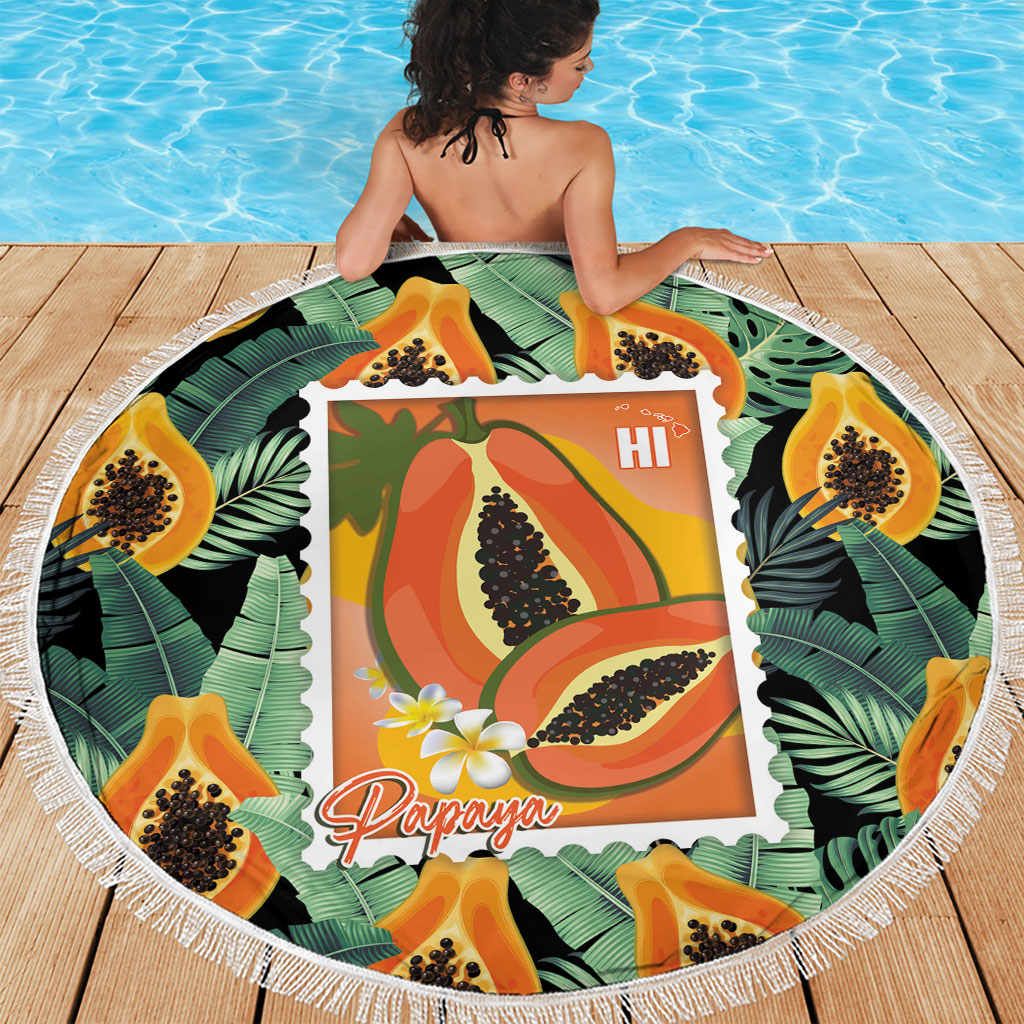 Aloha Hawaii Mikana Beach Blanket Hawaiian Papaya Stylized Stamp LT14 - Polynesian Pride