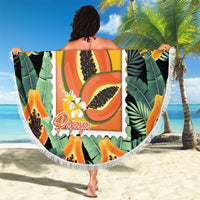 Aloha Hawaii Mikana Beach Blanket Hawaiian Papaya Stylized Stamp LT14 - Polynesian Pride