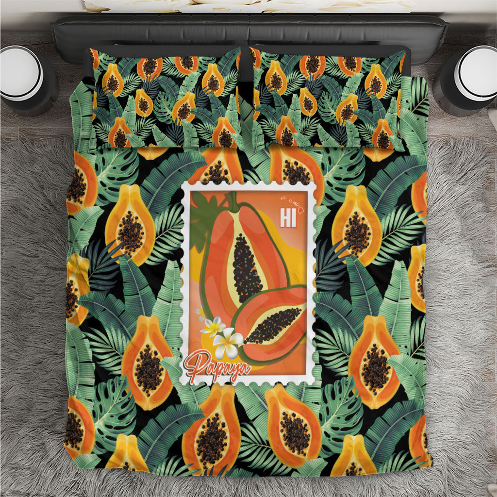 Aloha Hawaii Mikana Bedding Set Hawaiian Papaya Stylized Stamp LT14 Green - Polynesian Pride