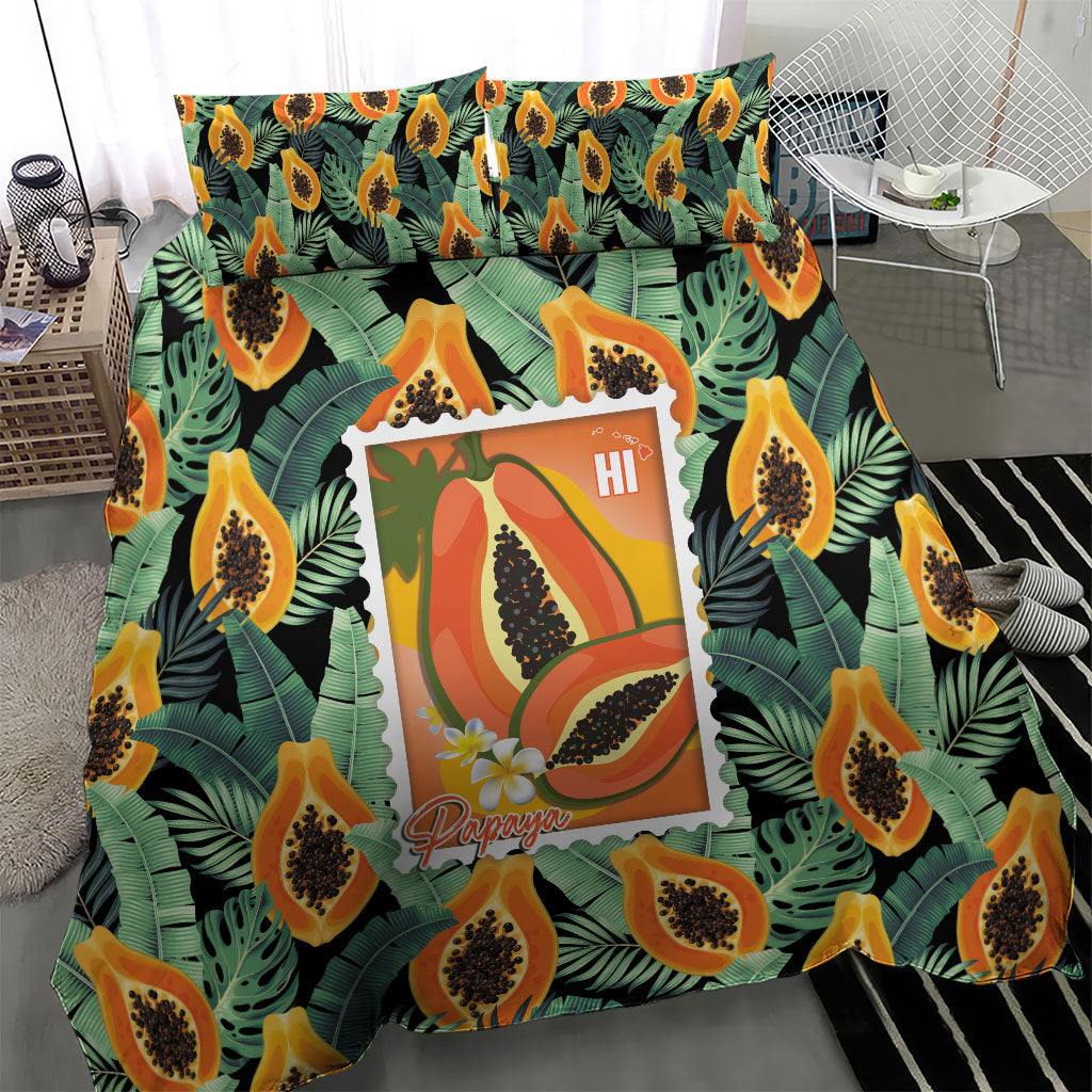 Aloha Hawaii Mikana Bedding Set Hawaiian Papaya Stylized Stamp LT14 - Polynesian Pride