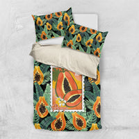 Aloha Hawaii Mikana Bedding Set Hawaiian Papaya Stylized Stamp LT14 US Twin 172cm x 218cm Green - Polynesian Pride