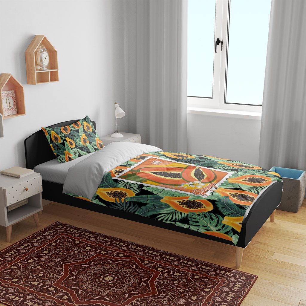 Aloha Hawaii Mikana Bedding Set Hawaiian Papaya Stylized Stamp LT14 - Polynesian Pride