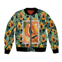 Aloha Hawaii Mikana Bomber Jacket Hawaiian Papaya Stylized Stamp LT14 Unisex Green - Polynesian Pride
