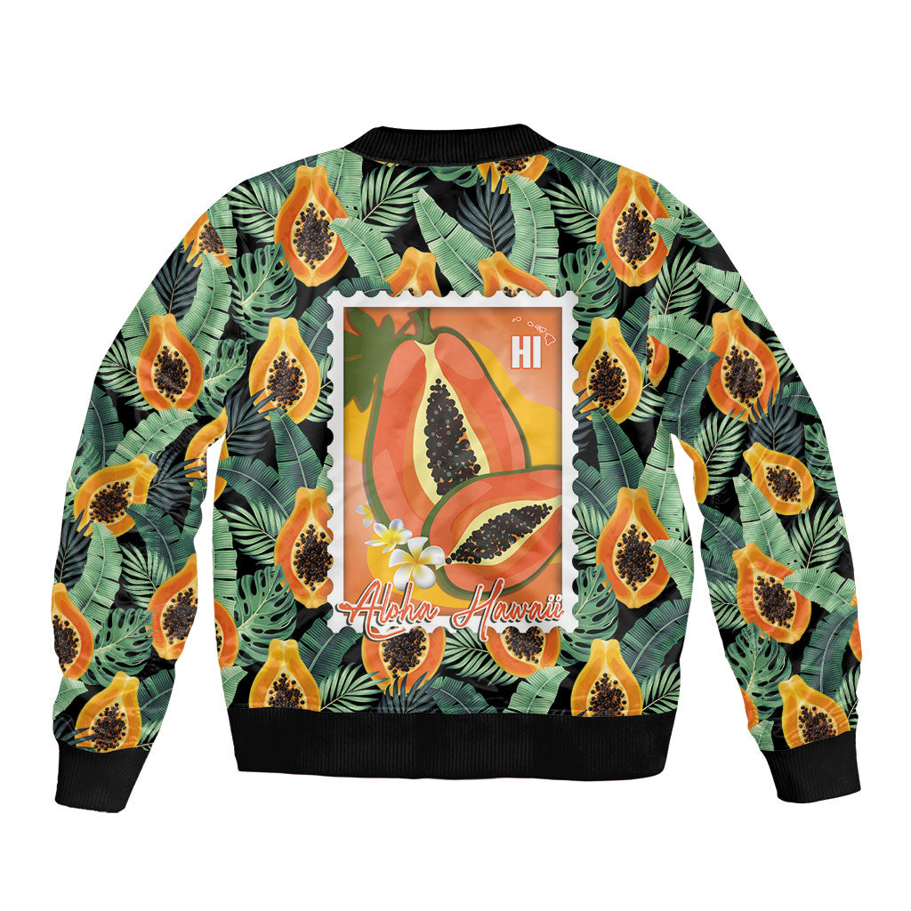 Aloha Hawaii Mikana Bomber Jacket Hawaiian Papaya Stylized Stamp LT14 - Polynesian Pride