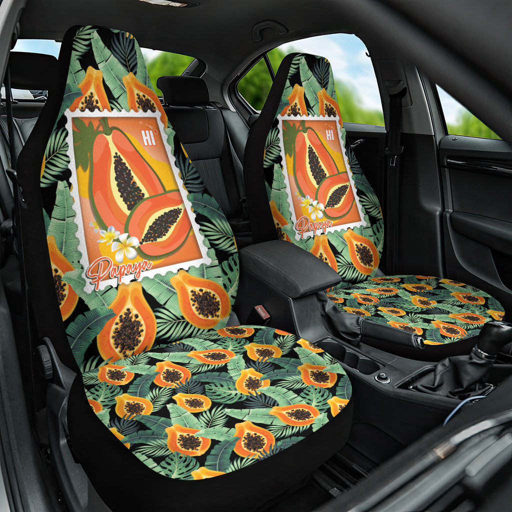 Aloha Hawaii Mikana Car Seat Cover Hawaiian Papaya Stylized Stamp LT14 One Size Green - Polynesian Pride