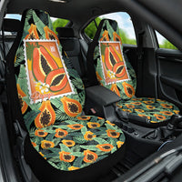 Aloha Hawaii Mikana Car Seat Cover Hawaiian Papaya Stylized Stamp LT14 One Size Green - Polynesian Pride