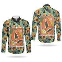 Aloha Hawaii Mikana Couples Matching Mermaid Dress and Long Sleeve Button Shirt Hawaiian Papaya Stylized Stamp LT14 - Polynesian Pride