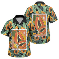 Aloha Hawaii Mikana Family Matching Off Shoulder Short Dress and Hawaiian Shirt Hawaiian Papaya Stylized Stamp LT14 Son's Shirt Green - Polynesian Pride