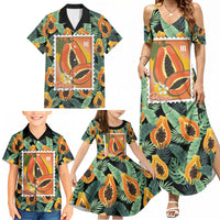 Aloha Hawaii Mikana Family Matching Summer Maxi Dress and Hawaiian Shirt Hawaiian Papaya Stylized Stamp LT14 - Polynesian Pride