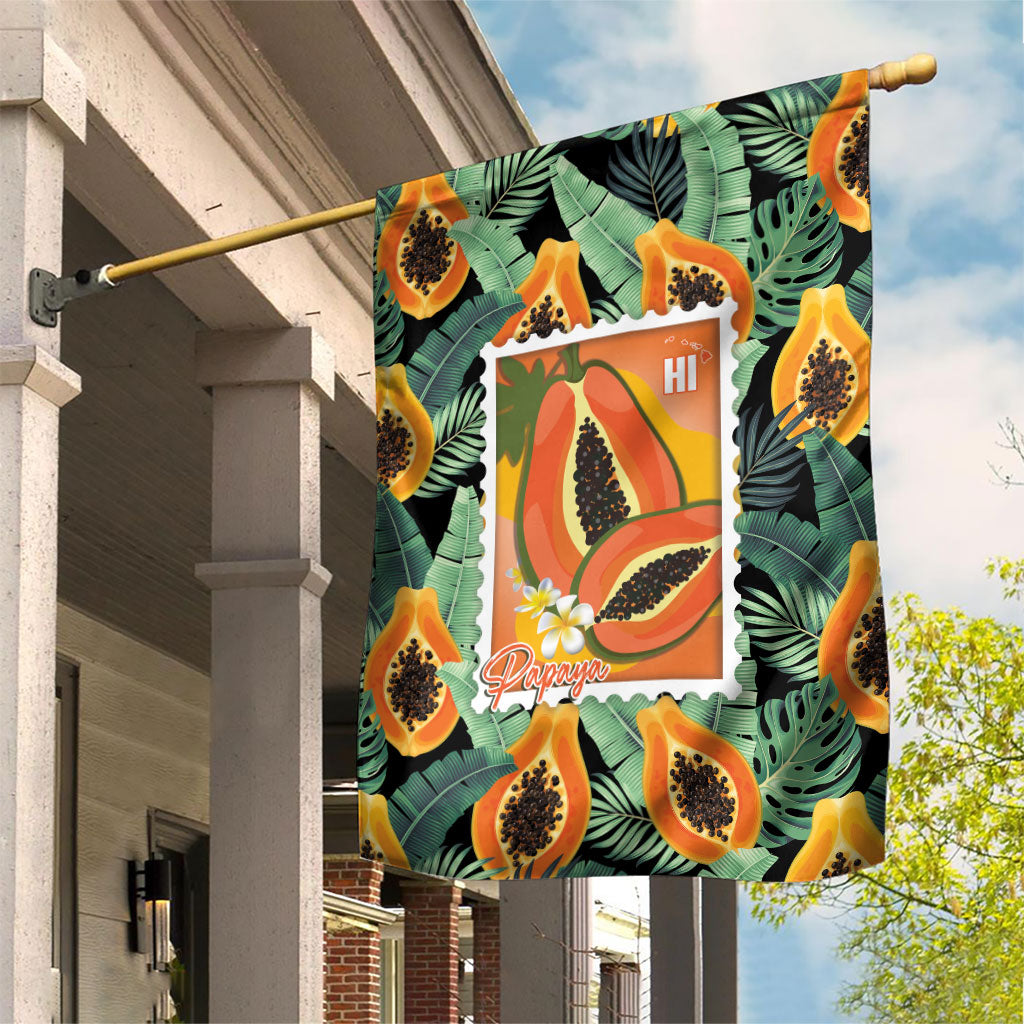 Aloha Hawaii Mikana Garden Flag Hawaiian Papaya Stylized Stamp LT14 House Flag Green - Polynesian Pride