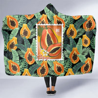 Aloha Hawaii Mikana Hooded Blanket Hawaiian Papaya Stylized Stamp LT14 One Size Green - Polynesian Pride