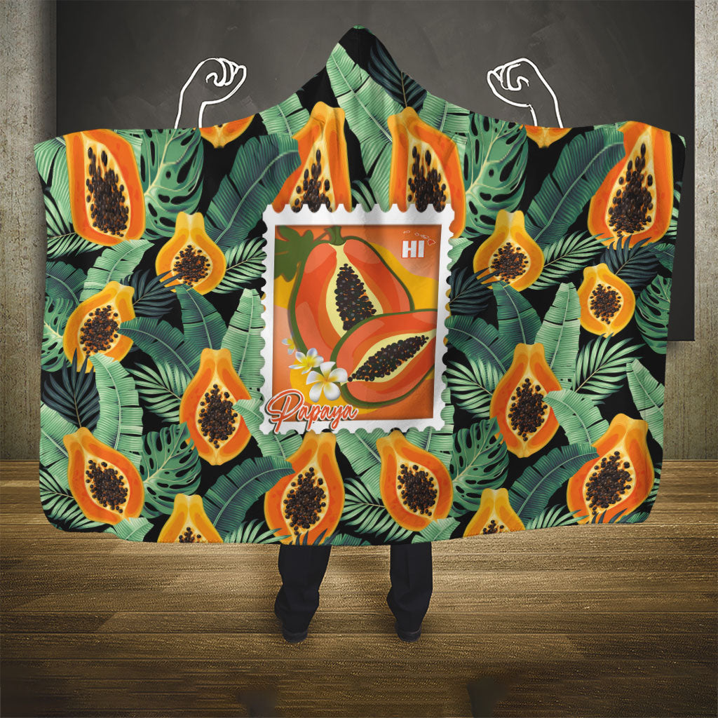 Aloha Hawaii Mikana Hooded Blanket Hawaiian Papaya Stylized Stamp LT14 - Polynesian Pride