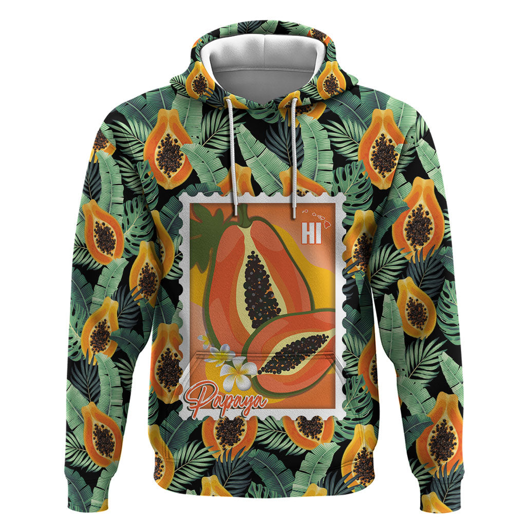 Aloha Hawaii Mikana Hoodie Hawaiian Papaya Stylized Stamp LT14 Pullover Hoodie Green - Polynesian Pride