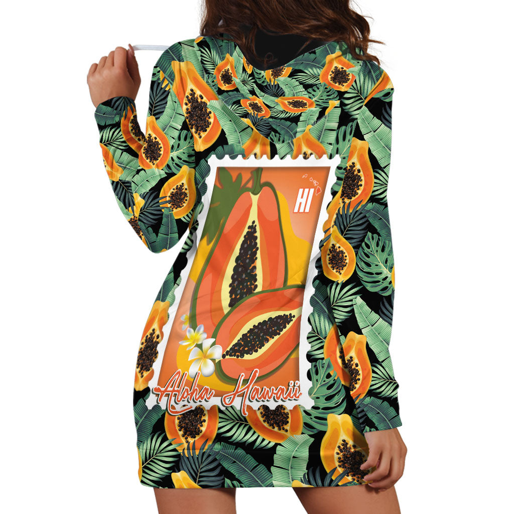 Aloha Hawaii Mikana Hoodie Dress Hawaiian Papaya Stylized Stamp LT14 - Polynesian Pride