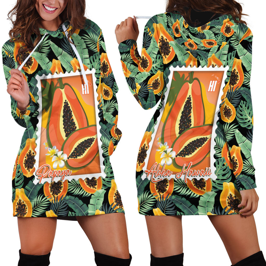Aloha Hawaii Mikana Hoodie Dress Hawaiian Papaya Stylized Stamp LT14 - Polynesian Pride
