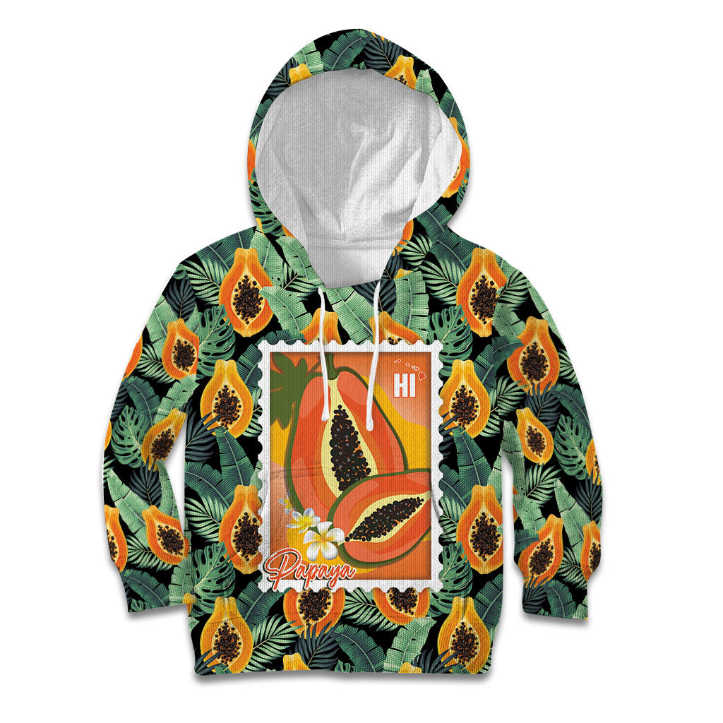 Aloha Hawaii Mikana Kid Hoodie Hawaiian Papaya Stylized Stamp LT14 Hoodie Green - Polynesian Pride