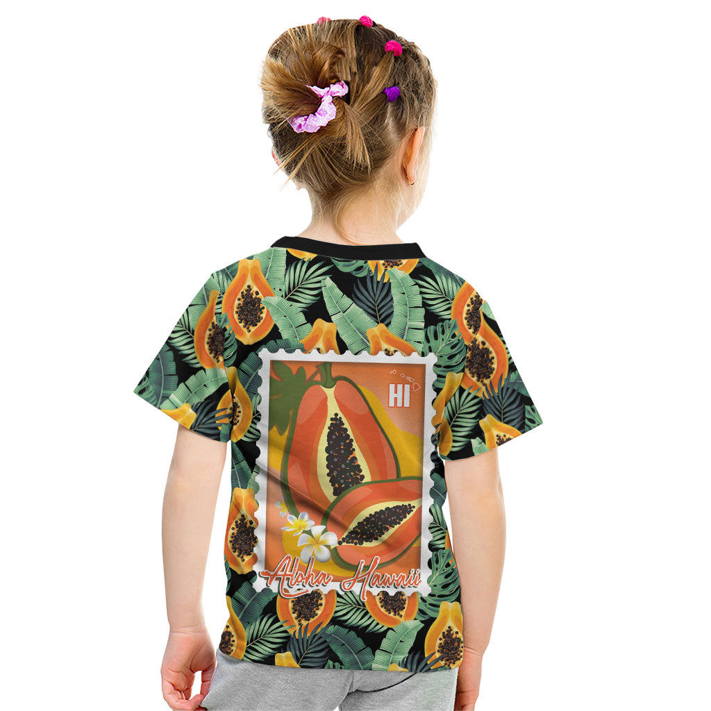 Aloha Hawaii Mikana Kid T Shirt Hawaiian Papaya Stylized Stamp LT14 - Polynesian Pride