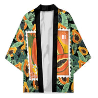 Aloha Hawaii Mikana Kimono Hawaiian Papaya Stylized Stamp LT14 Unisex Green - Polynesian Pride