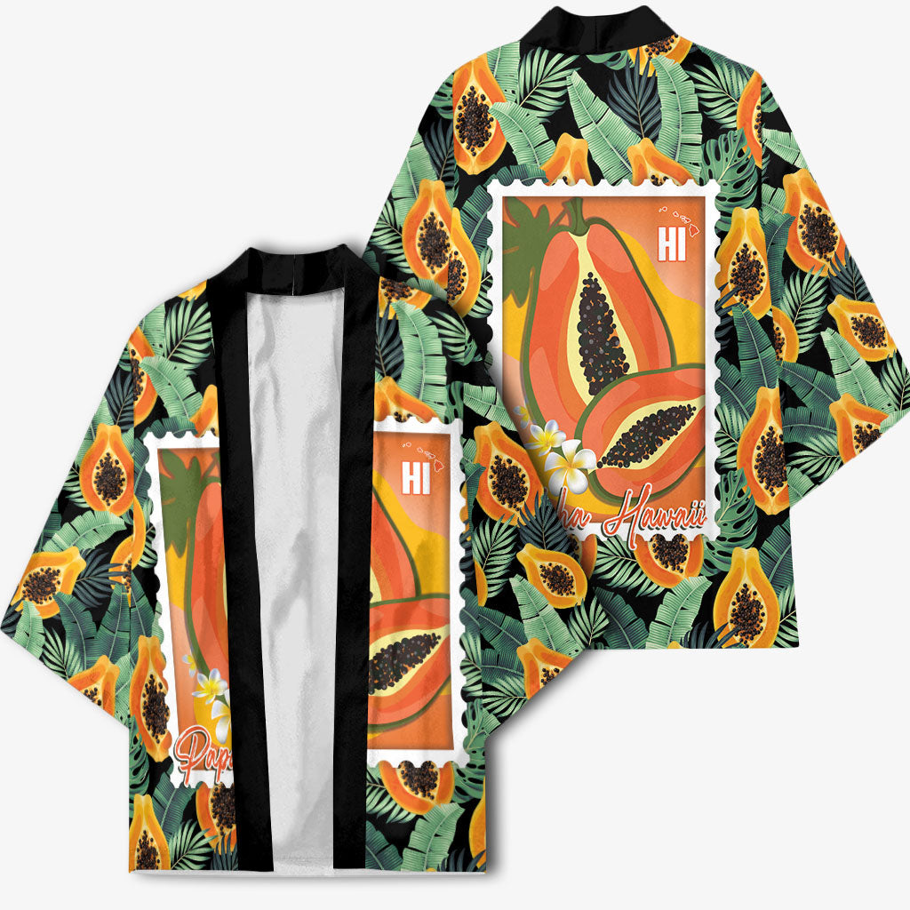 Aloha Hawaii Mikana Kimono Hawaiian Papaya Stylized Stamp LT14 - Polynesian Pride