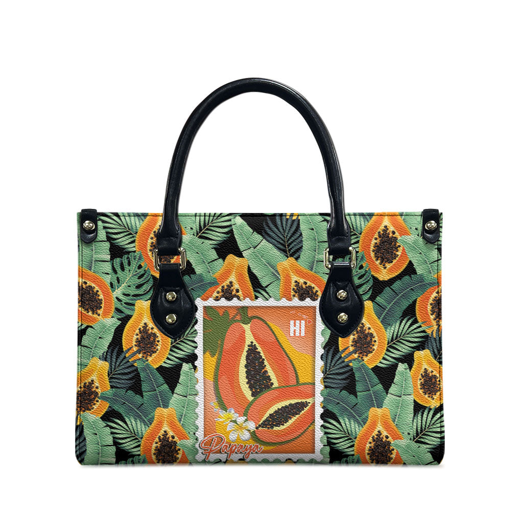 Aloha Hawaii Mikana Leather Bag Hawaiian Papaya Stylized Stamp LT14 - Polynesian Pride