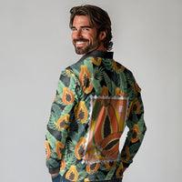 Aloha Hawaii Mikana Long Sleeve Polo Shirt Hawaiian Papaya Stylized Stamp LT14 - Polynesian Pride
