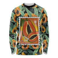 Aloha Hawaii Mikana Long Sleeve Shirt Hawaiian Papaya Stylized Stamp LT14 Unisex Green - Polynesian Pride