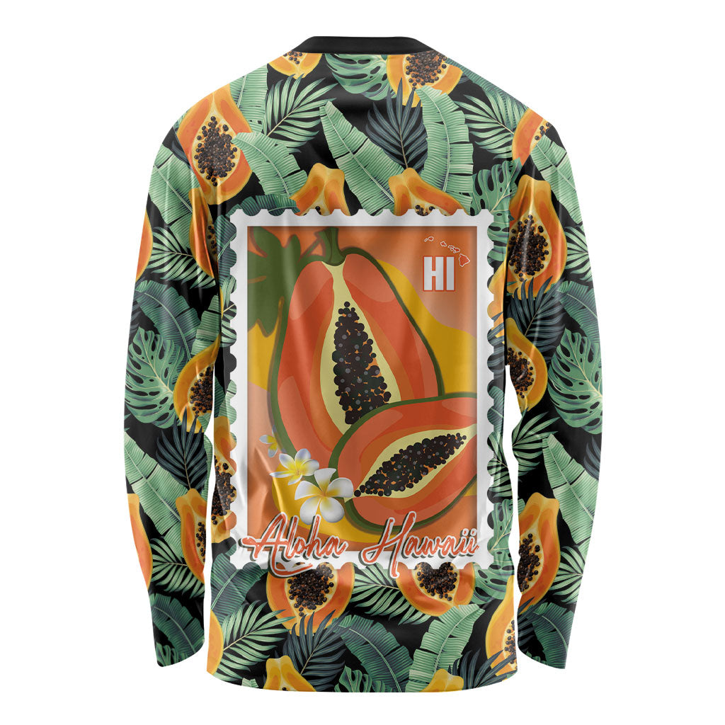 Aloha Hawaii Mikana Long Sleeve Shirt Hawaiian Papaya Stylized Stamp LT14 - Polynesian Pride