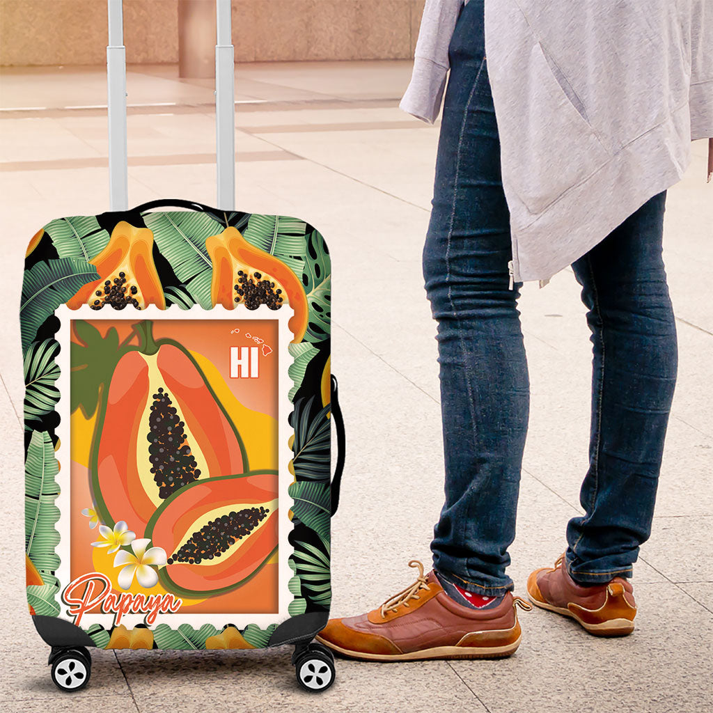 Aloha Hawaii Mikana Luggage Cover Hawaiian Papaya Stylized Stamp LT14 Green - Polynesian Pride