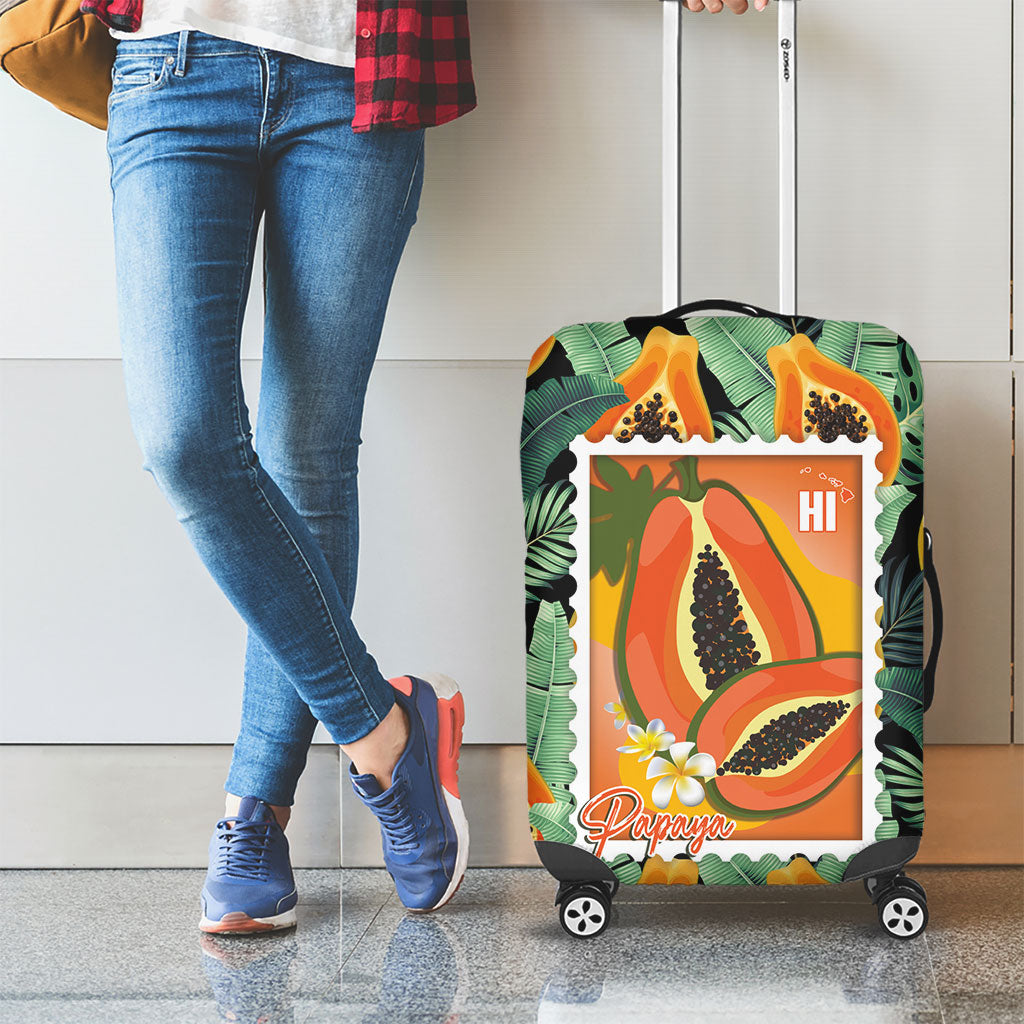 Aloha Hawaii Mikana Luggage Cover Hawaiian Papaya Stylized Stamp LT14 - Polynesian Pride