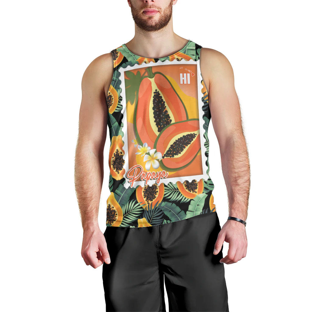Aloha Hawaii Mikana Men Tank Top Hawaiian Papaya Stylized Stamp LT14 - Polynesian Pride