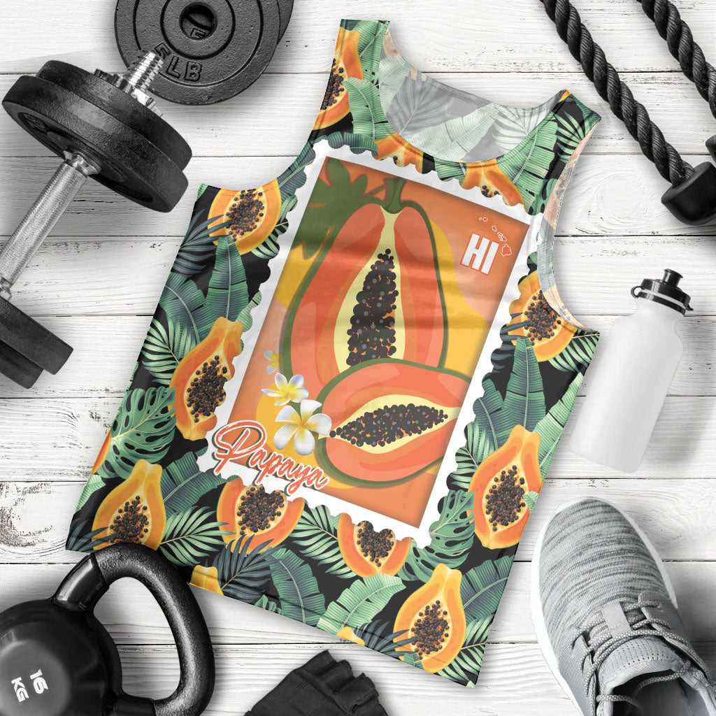 Aloha Hawaii Mikana Men Tank Top Hawaiian Papaya Stylized Stamp LT14 - Polynesian Pride