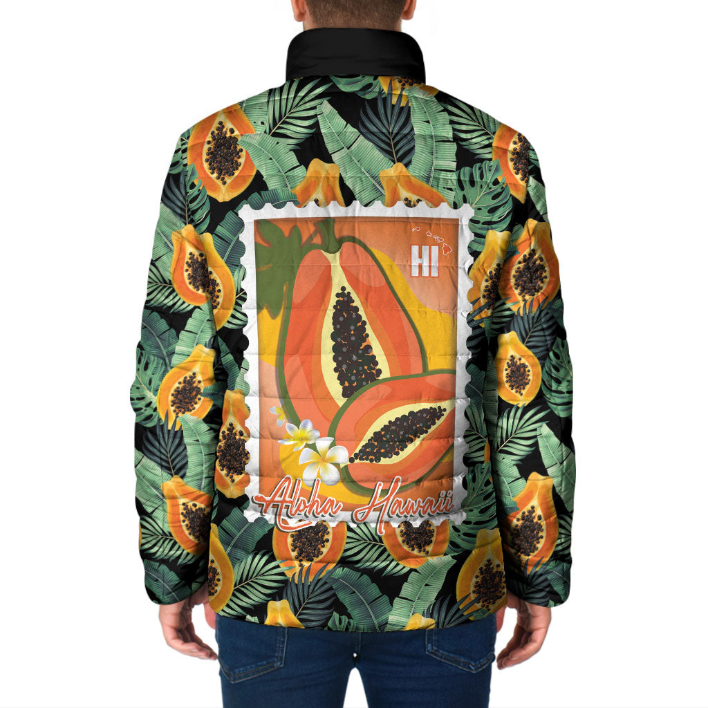 Aloha Hawaii Mikana Padded Jacket Hawaiian Papaya Stylized Stamp LT14 - Polynesian Pride