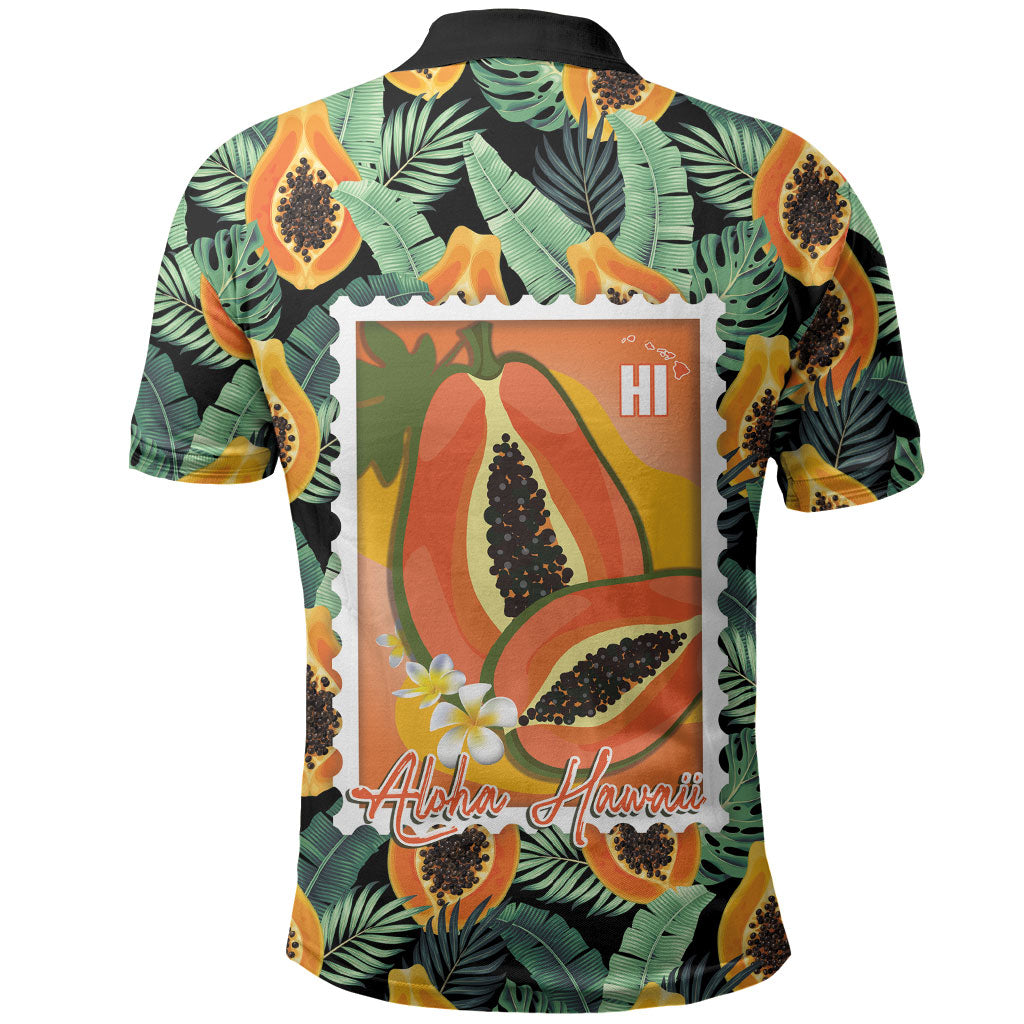 Aloha Hawaii Mikana Polo Shirt Hawaiian Papaya Stylized Stamp LT14 - Polynesian Pride