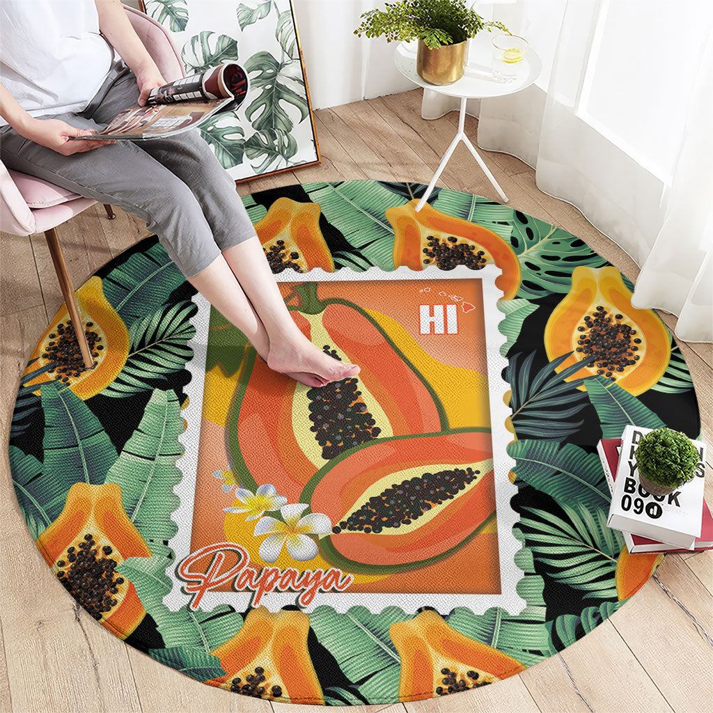 Aloha Hawaii Mikana Round Carpet Hawaiian Papaya Stylized Stamp LT14 - Polynesian Pride