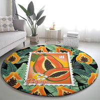 Aloha Hawaii Mikana Round Carpet Hawaiian Papaya Stylized Stamp LT14 - Polynesian Pride